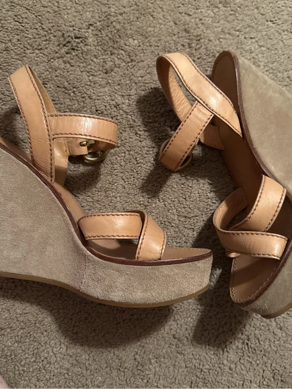 Miu Miu Suede and Leather Wedges Size 37